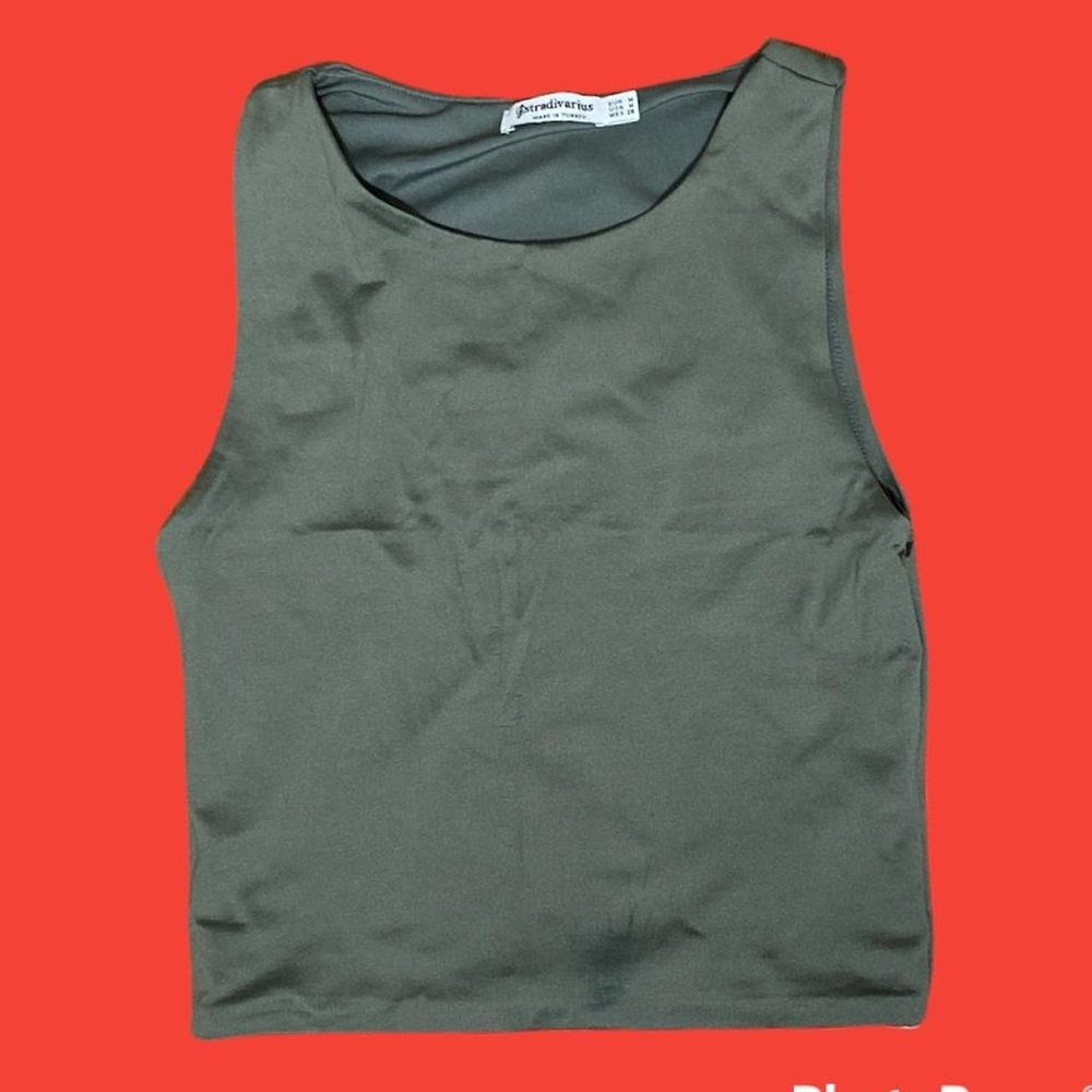 Olive Green High Neck Sleeveless top